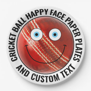 Custom Cricket Theme Party BLUE EYES Happy Face 9" Papieren Bordje