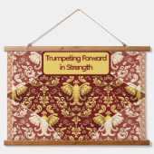 Custom Crimson Red & Gold Elephant Wall Covering Hangend Wandkleed (Voorkant)