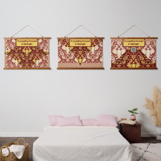 Custom Crimson Red & Gold Elephant Wall Covering Hangend Wandkleed (Slaapkamer)