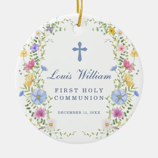 Custom Cross Baptism Ornaments Gift Keramisch Ornament (Voorkant)