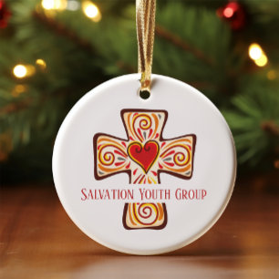 Custom Cross Keepsake een hart voor de kerk jeugd Keramisch Ornament