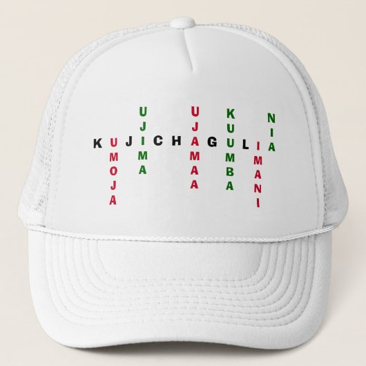 Custom Crossword Kwanzaa NGUZO SABA Trucker Pet (Voorkant)