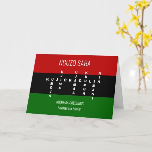 Custom Crossword NGUZO SABA Kwanzaa Kaart (Gele Bloem)
