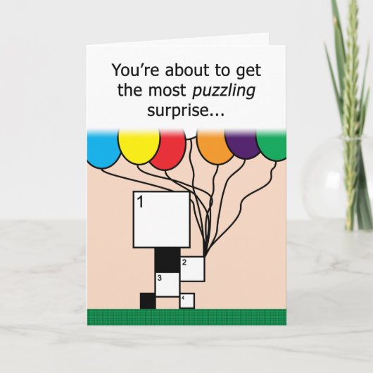 CUSTOM Crossword Puzzle Birthday Card (11 x 11 Gri Kaart (Voorkant)