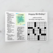 CUSTOM Crossword Puzzle Birthday Card (11 x 11 Gri Kaart (Binnen)
