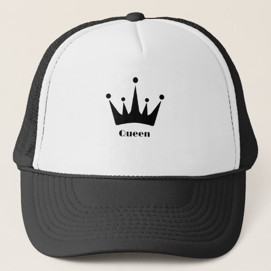 Custom Crown Afbeelding Queen Tekst met zwarte kle Trucker Pet (Voorkant)