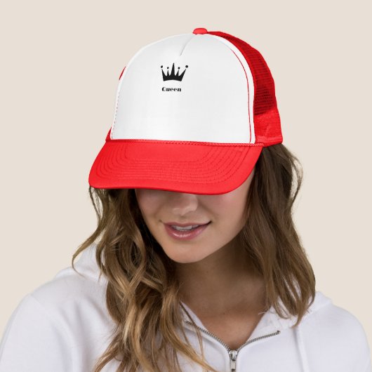 Custom Crown Afbeelding Queen Tekst Naam met rode  Trucker Pet (In situ)