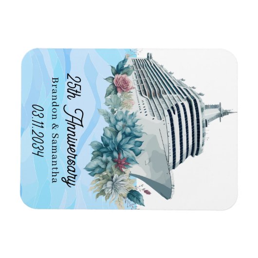 Custom Cruise 25e bruiloft Jubileum Keepsake Magneet (Horizontaal)