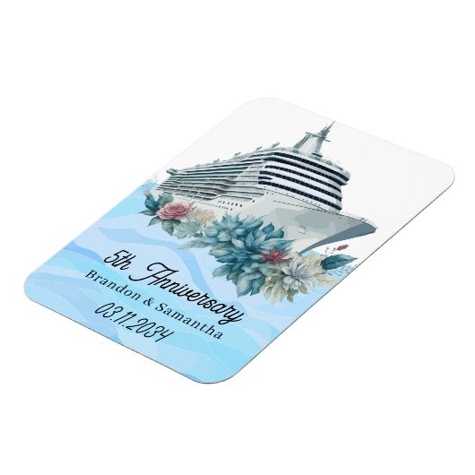 Custom Cruise 5e bruiloft Jubileum Keepsake Magneet (Linkerzijde)
