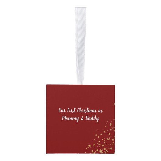 Custom Cube Kerst Ornament Foto Nieuwe Ouder (Rechts)