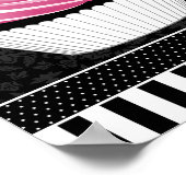 CUSTOM Cupcake en Damask Birthday Banner Poster (Hoek)