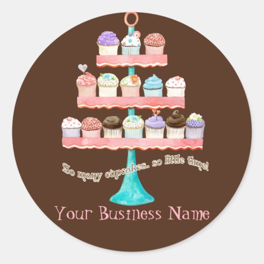 Custom Cupcake Sweet Shoppe Zakelijke Stickers Sea (Voorkant)