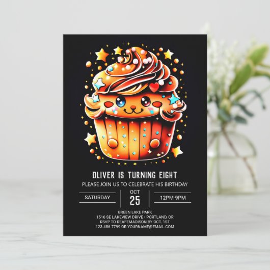 Custom Cupcake Wonderland Muffin Verjaardag Kaart (Staand voorkant)