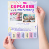 Custom Cupcakes and Cakes Tear Offs Flyer Template (Hand)