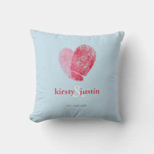 CUSTOM CUSHION eenvoudige vingerafdruk hart paar Kussen