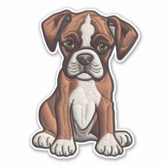 CUSTOM CUT Boxer Dog Digital Patch Sticker (Voorkant)