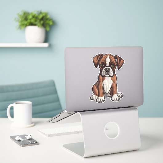 CUSTOM CUT Boxer Dog Digital Patch Sticker (Laptop op bureau)