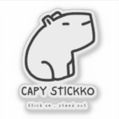 Custom-Cut Capy Stickko sticker (Voorkant)