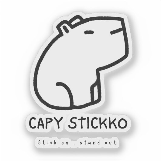 Custom-Cut Capy Stickko sticker (Voorkant)