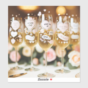 Custom-Cut Champagne glas stickers met c Sticker