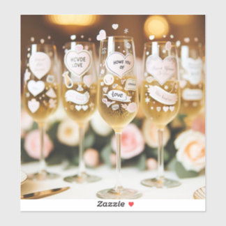 Custom-Cut Champagne glas stickers met c Sticker