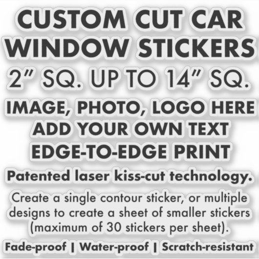 Custom Cut Gepersonaliseerde VINYL CAR STICKERS 6  (Voorkant)