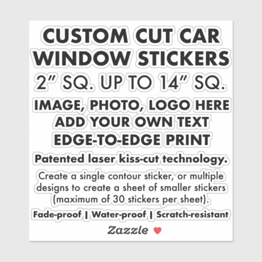 Custom Cut Gepersonaliseerde VINYL CAR STICKERS 6  (Vel)