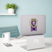 Custom Cut Paarse hart medaille Vinyl Sticker (Laptop op bureau)