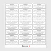 Custom-Cut Small Business Product Ingredient Vinyl Sticker (Vel)