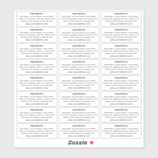 Custom-Cut Small Business Product Ingredient Vinyl Sticker (Vel)