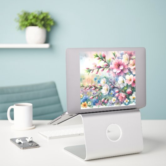 Custom-Cut Vinyl Sticker (Laptop op bureau)