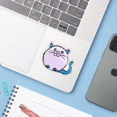 Custom-Cut Vinyl Sticker - Carlie Cat (Laptop met iPhone)