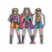 Custom-Cut Vinyl Sticker: Drie Warrior Vrouwen Sticker (Voorkant)