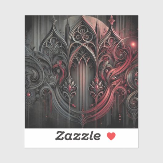 Custom-Cut Vinyl Sticker – Gotische zwarte en rode (Vel)