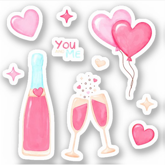 Custom-Cut Vinyl Sticker Valentijnsdag met Hear (Voorkant)