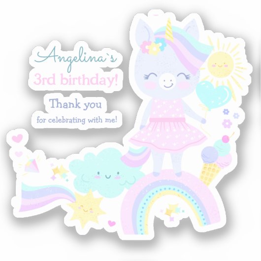 Custom-Cut Vinyl Sticker voor de 3e verjaardag. (Voorkant)