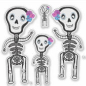 Custom-Cut Vinyl Sticker vrolijke skeletten (Voorkant)