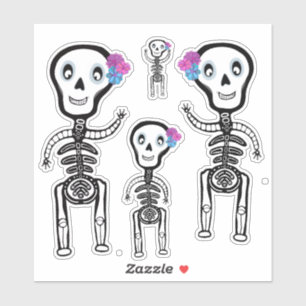 Custom-Cut Vinyl Sticker vrolijke skeletten