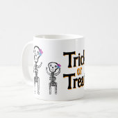 Custom-Cut Vinyl Sticker vrolijke skeletten Koffiemok (Voorkant links)