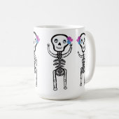 Custom-Cut Vinyl Sticker vrolijke skeletten Koffiemok (Voorkant rechts)