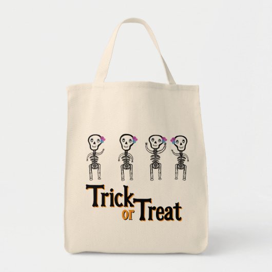 Custom-Cut Vinyl Sticker vrolijke skeletten Tote Bag (Voorkant)