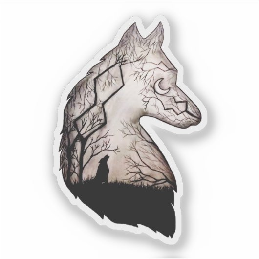 Custom-Cut Vinyl Sticker - Wolf Sticker (Voorkant)