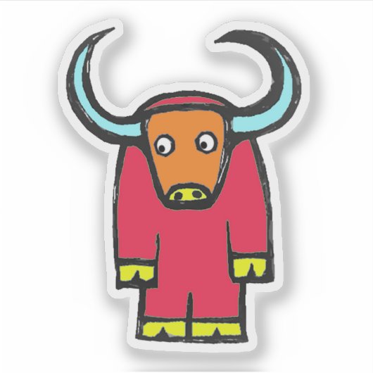 Custom-Cut Vinyl Sticker - Yogi Yak (Voorkant)