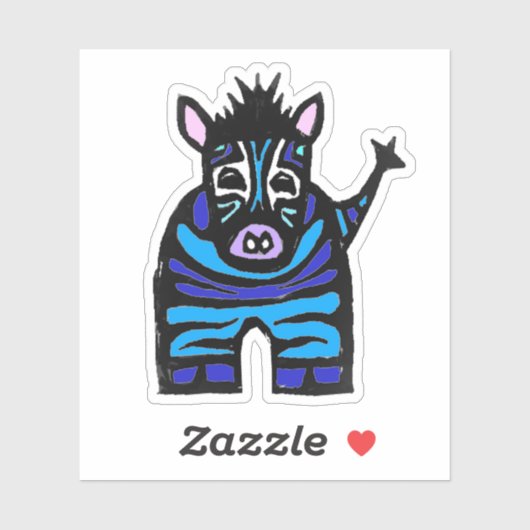 Custom-Cut Vinyl Sticker - Zander Zebra (Vel)