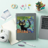 Custom-Cut Vinyl Sticker, Zwarte Cat Paarse Irisse Sticker (iPad Cover)