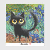 Custom-Cut Vinyl Sticker, Zwarte Cat Paarse Irisse Sticker (Vel)