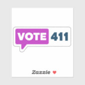 Custom Cut vote411 Sticker (Vel)