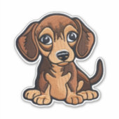 CUSTOM CUT Weiner hond digitale patch Sticker (Voorkant)