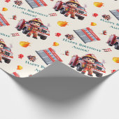 Custom Cute 3D Firefighter Fire Truck for Boys |  Cadeaupapier (Hoek)