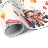 Custom Cute 3D Firefighter Fire Truck for Boys |  Cadeaupapier (Rol Hoek)